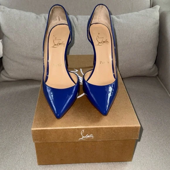 Christian Louboutin Iriza 100mm Pervenche Patent Pumps - Picture 4 of 10